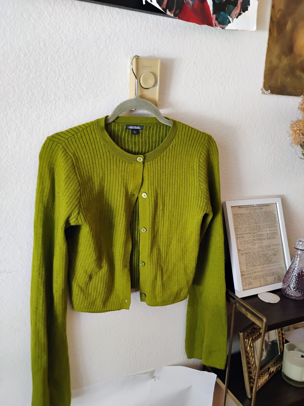 Wild Fable Green Ribbed Crewneck Cardigan Sweater Size XS
